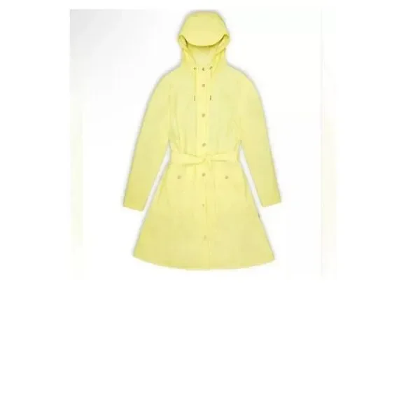 RAINS Curve Women's Waterproof Jacket Size XSmall Straw Yellow MSRP $140 NWT - Picture 3 of 5